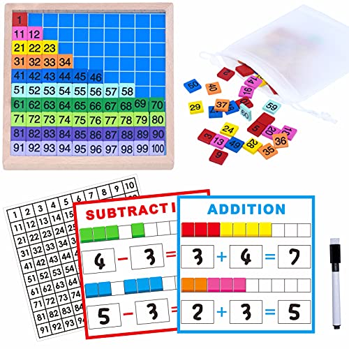 SpriteGru Holz-Mathe-Lernbrett-Spielzeug, Mathe-Würfel, 1-100 fortlaufende Zahlen, Verknüpfungswürfel-Mathe-Zähler, für Kinder, Kindergarten, Lernaktivitäten mit Aufbewahrungstasche SpriteGru Holz-Mathe-Lernbrett-Spielzeug, Mathe-Würfel, 1-100 fortlaufende Zahlen, Verknüpfungswürfel-Mathe-Zähler, für Kinder, Kindergarten, Lernaktivitäten mit Aufbewahrungstasche von SpriteGru