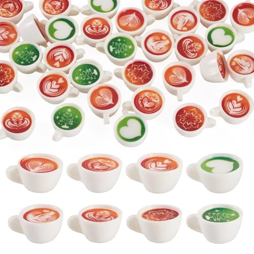 Spritewelry 32 Stück Kaffeetassen Miniatur-Ornament Harz Kaffeetasse winzige Nachahmung Getränk Mikro-Landschaft Ornament für DIY Desktop Handwerk Dekoration von Spritewelry