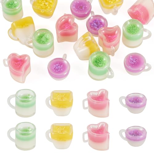 Spritewelry Miniatur-Getränke-Ornament, Mini-Harz-Trinkbecher, Puppenhaus-Zubehör für Schreibtisch, Küche, Mikro-Landschaftsdekoration, Bastelzubehör, 4 Stück von Spritewelry