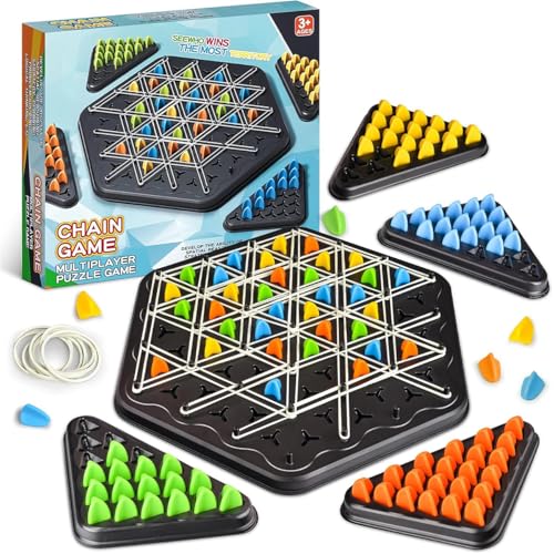 Triggle Spiel Gummibänder Kettendreieck Schachspiel Dreiecksschach Brettspiel Triggle Board Game Chain Triangle Chess Game Ketten Dreieck Schachspiel für 2-4 Personen für Geschenke Partyspiele von Spurleh