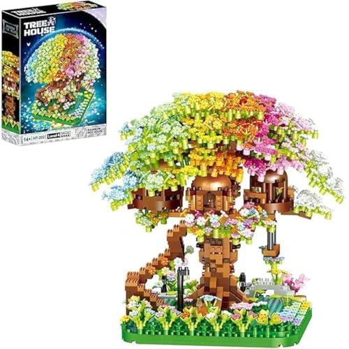 Sakura Baumhaus Bauklötze Kit 1345Pcs Klemmbausteine Set Erwachsene Bonsai Klemmbausteine Kirschbaum Bonsai Baukasten Sakura Baumhaus Baukasten Bonsai Baum Kirschblüten Baustein für Erwachsene DIY von Spurleh