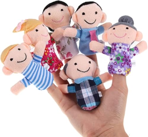 6 Stück Fingerpuppen Set, Tuch Samt Puppen, 6 Personen Familienmitglieder Fingerpuppen Spielzeug Set, Party Gefälligkeiten für Baby Jungen Mädchen Geburtstagsgeschenke Weihnachtsstrumpf Stuffers Story von SquarezhenBo