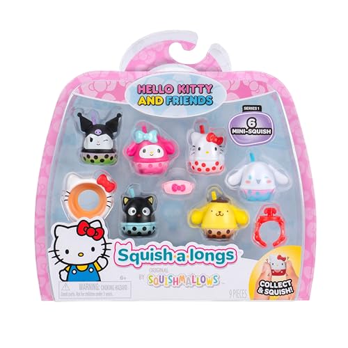 Squish-a-Longs Hello Kitty and Friends Boba Mini-Squish + Zubehör, 6er-Pack von Squish-a-longs