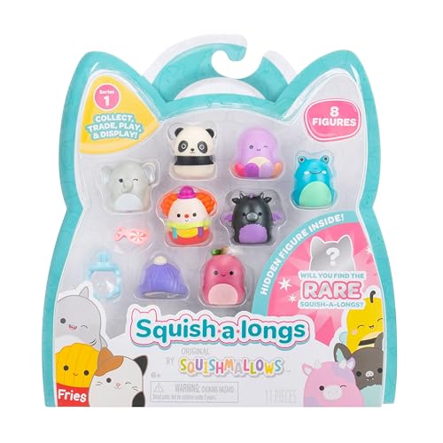 Squish-a-Longs SQAL0082-8er Pack, Serie 1, Style 3, enthält 8X 2,5 cm Mini-Squish mit 2X Accessoires, 1x Ring und 1x Collectors Guide - Sammeln, Tauschen und Spielen von Squish-a-longs