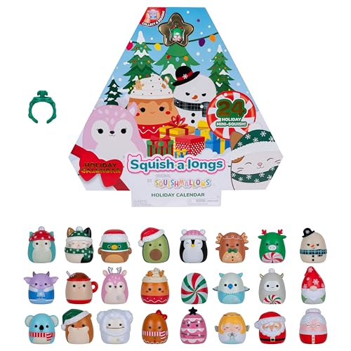 Squish-a-longs SQAL0162 - Adventskalender, enthält 24x 2,5 cm Mini-Squish, 1x Ring und 1x Collectors Guide - Sammeln, Tauschen und Spielen von Squish-a-longs