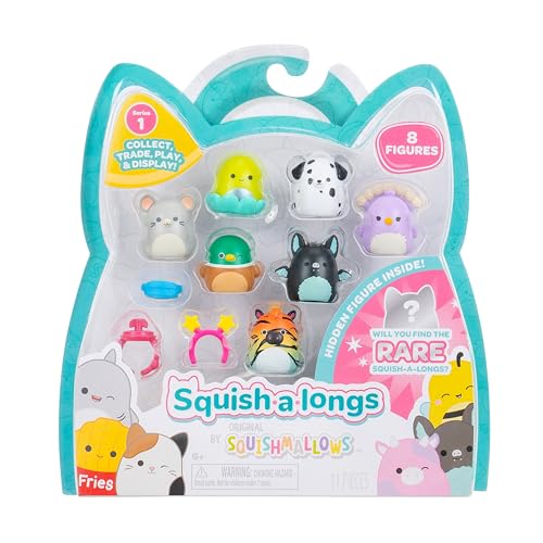 Squish-a-longs SQAL0083 - 8er Pack, Serie 1, Style 4, enthält 8X 2,5 cm Mini-Squish mit 2X Accessoires, 1x Ring und 1x Collectors Guide - Sammeln, Tauschen und Spielen von Squish-a-longs