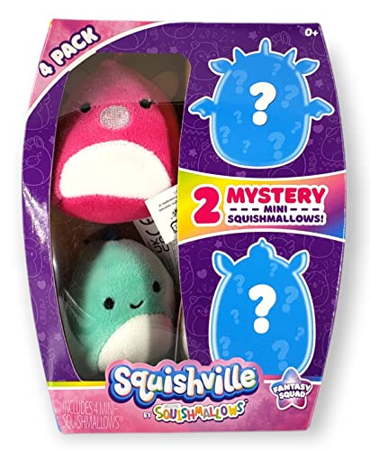 Fantasy Squad Squishville Mini-Squishmallows (2 Mystery + 2 Sichtbar), 4 Stück von Squishmallows