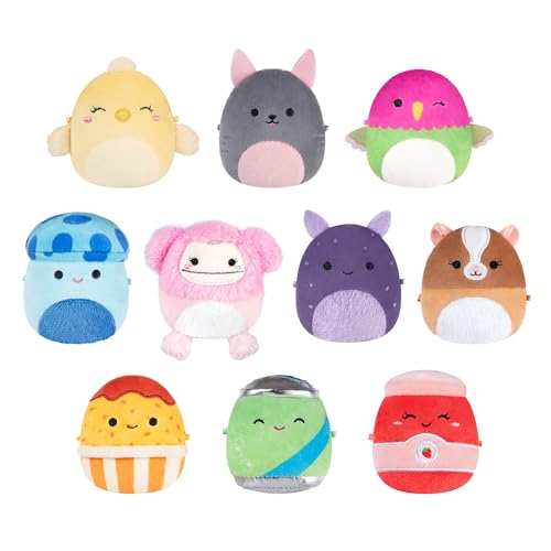 Micromallows SQMM0125-10er Pack, superweiche Mini-Squishmallows, 6,5 cm Plüschfiguren (Na'Ima, Ankur, Nestor, Brina, Aphrodite, Oha, Aimee, Janna, Garret, Gist) von Squishmallows