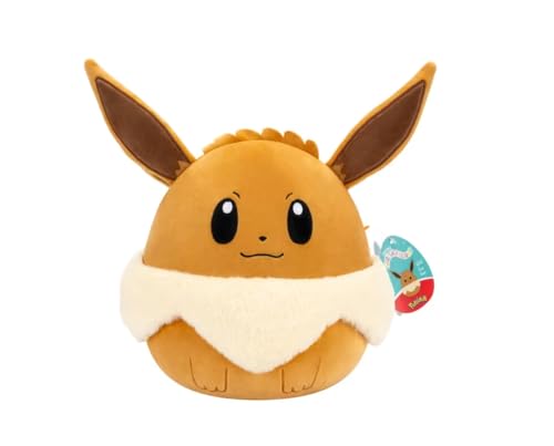 Pokemon Squishmallows - 25 cm Eevee - 10" inch braun/weiß verstopft Plüschspielzeug - offizielles Pokémon Spielzeug für Kinder 2+ Jahre. von Squishmallows
