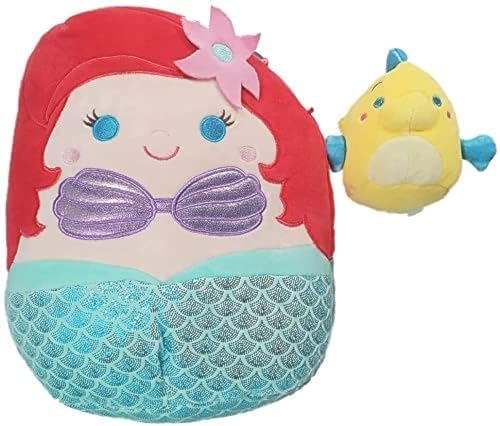 Squishmallow s Offizielles Kellytoy Disney-Figuren, Squishy, weiches Plüschtier, 25,4 cm, Arielle mit Flunder von Squishmallows