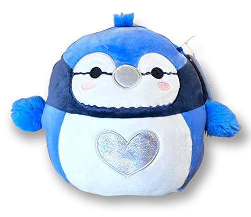 Squishmallows 20,3 cm Babs Blue Jay mit silbernem Herz auf weißem Bauch – 2023 Valentine's Day Squad Stofftier Spielzeug von Squishmallows