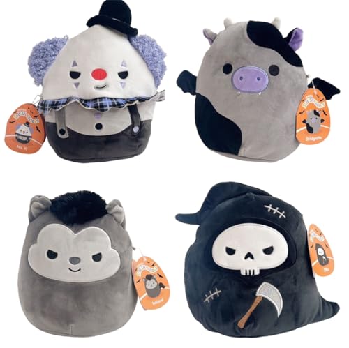 Squishmallows 2024 Halloween 12,7 cm Wolf Kuh Sensenmann Clown Mini Plüsch Puppen Set von 4 Squishmallows 2024 Halloween 12,7 cm Wolf Kuh Sensenmann Clown Mini Plüsch Puppen Set von 4 von Squishmallows