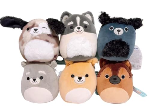 Squishmallows 2025 Original Plüschtier für Hunde, 12,7 cm, weiches und quetschbares Mini-Stofftier-Spielzeug, Geschenk für Kinder, Mädchen und Jungen (6er-Set) von Squishmallows