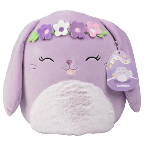 Squishmallows 25,4 cm große Bubbles The Purple Bunny with Flower Crown - Official Jazwares Plush - Collectible Soft & Squishy Stuffed Animal Toy - Add to Your Squad - Gift for Kids, Girls & Boys von Squishmallows