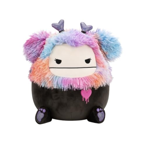 Squishmallows 30,5 cm Valentinstag Bigfoot Plüsch, schwarz mit Regenbogenhaaren, lila Glitzerfüßen von Squishmallows