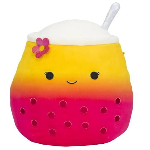 Squishmallows Kellytoy Boba Tea Squad Plüschtier (20,3 cm Bergit The Pink Boba Tea) von Squishmallows