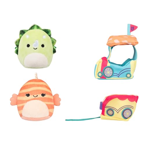 Squishmallows Micromallows SQMM0015 -Accessoire Set - Zugfahrt, superweiche Mini, 6,5 cm Plüschfiguren (Tristan & Lucienne) von Squishmallows