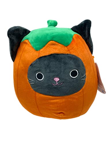 Squishmallows Offizielles Kellytoy Halloween Squishy weiches Plüschtier Tiere (Calio schwarze Katze Kürbis-Kostüm, 20,3 cm) von Squishmallows