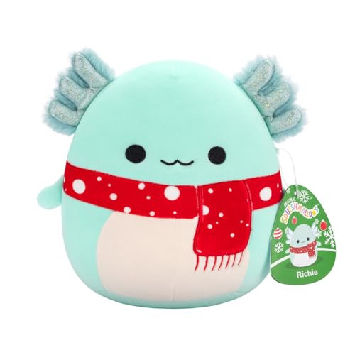 Squishmallows Original 19,1 cm Richie der blaugrüne Axolotl mit rot gepunktetem Schal von Squishmallows