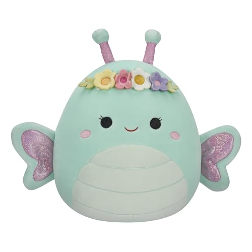 Squishmallows Original 20,3 cm Reina grüner Schmetterling mit Blumenkrone – Offizieller Jazwares großer Plüsch von Squishmallows