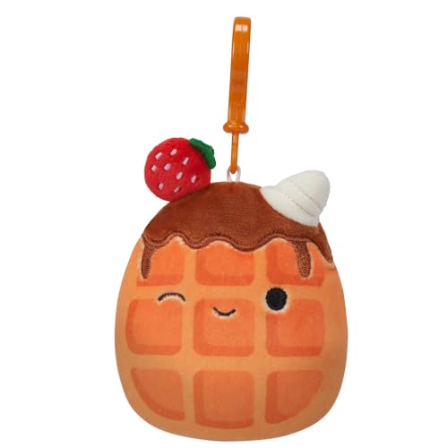 Squishmallows Weaver The Waffle, zum Anklipsen, 8,9 cm, klein, Orange von Squishmallows