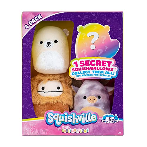 Squishville SQM0326-4er Pack Bergwelt Squad, superweiche Mini-Squishmallows, 5cm Plüschfiguren von Squishville