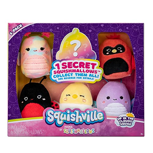 Squishville SQM0331-6er Pack Flieger Squad, superweiche Mini-Squishmallows, 5cm Plüschfiguren von Squishville