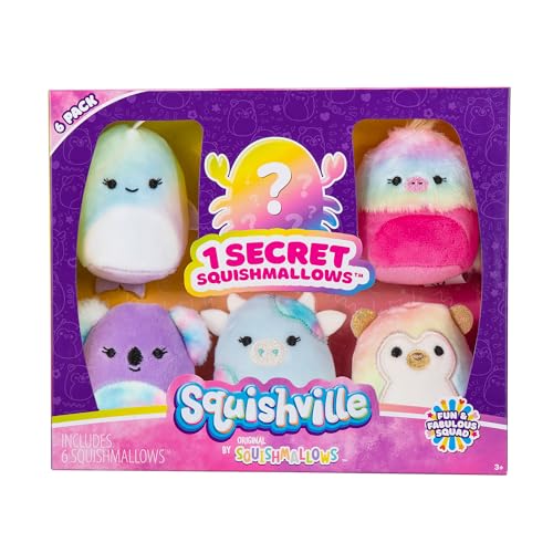 Squishville SQM0389-6er Pack Spaß Squad, superweiche Mini-Squishmallows, 5cm Plüschfiguren von Squishville