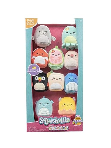 Squishville SQM0447-10er Pack Urlaub Squad, superweiche Mini-Squishmallows, 5cm Plüschfiguren Squishville SQM0447-10er Pack Urlaub Squad, superweiche Mini-Squishmallows, 5cm Plüschfiguren von Squishville
