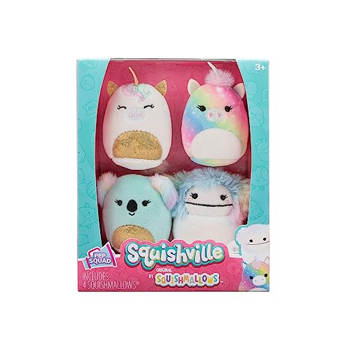 Squishville SQM0468-4er Pack Jubel Squad, superweiche Mini-Squishmallows, 5cm Plüschfiguren von Squishville