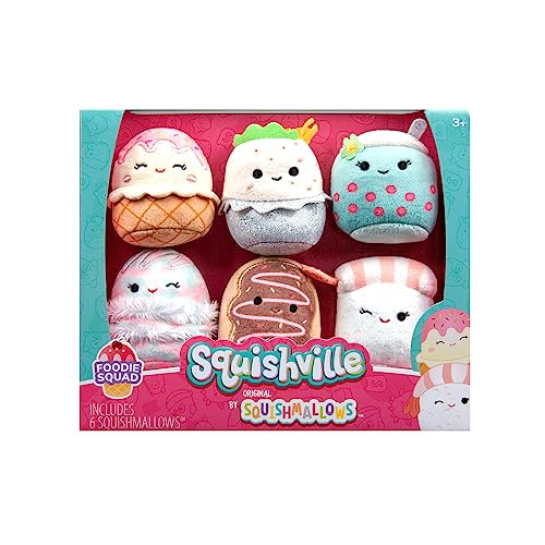 Squishville SQM0474-6er Pack Feinschmecker Squad, superweiche Mini-Squishmallows, 5cm Plüschfiguren von Squishville