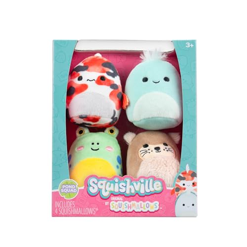 Squishville SQM0505-4er Pack Teich Squad, superweiche Mini-Squishmallows, 5cm Plüschfiguren von Squishville