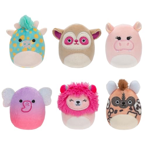 Squishville SQM0508-6er Pack Safari Squad, superweiche Mini-Squishmallows, 5cm Plüschfiguren von Squishville