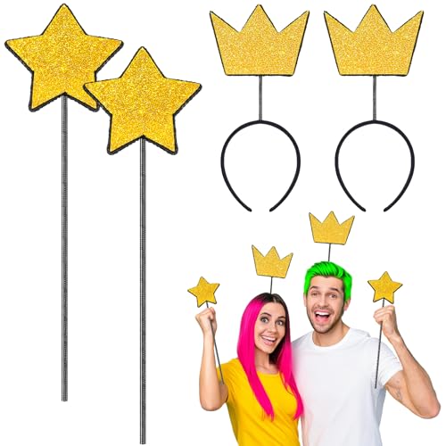 Sratte 4-teiliges Feen-Zauberstab- und Kronenkostüm-Set, Glitzer-Prinzessinnenstern-Zauberstab und goldfarbene Krone, Stirnband-Set, Engel-Prinzessinnen-Kostüm für Hochzeit, Party, Cosplay, Geburtstag Sratte 4-teiliges Feen-Zauberstab- und Kronenkostüm-Set, Glitzer-Prinzessinnenstern-Zauberstab und goldfarbene Krone, Stirnband-Set, Engel-Prinzessinnen-Kostüm für Hochzeit, Party, Cosplay, Geburtstag von Sratte