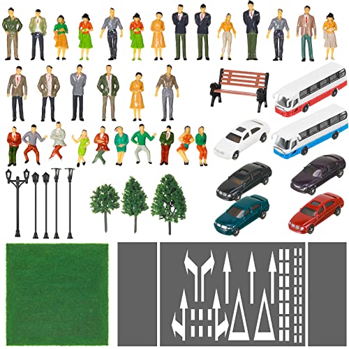 Sratte 64 Stück Modelleisenbahn Landschaft Zubehör Maßstab 1:50 bemalte Figuren Miniaturfiguren Mini Architektonische Modellautos Bäume Lampen Bank Rasen für Mikro-Szenenprojekte Sratte 64 Stück Modelleisenbahn Landschaft Zubehör Maßstab 1:50 bemalte Figuren Miniaturfiguren Mini Architektonische Modellautos Bäume Lampen Bank Rasen für Mikro-Szenenprojekte von Sratte