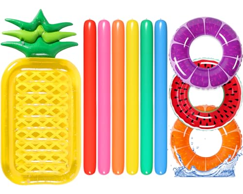 Sratte Aufblasbare Pool-Schwimmer, inklusive 3 Schwimmröhrenringe, 6 große aufblasbare Pool-Nudeln und Ananas-Poolfloss-Schwimmer für Schwimmbad, Strand, Party, Sommer, Urlaub, Geburtstagsparty Sratte Aufblasbare Pool-Schwimmer, inklusive 3 Schwimmröhrenringe, 6 große aufblasbare Pool-Nudeln und Ananas-Poolfloss-Schwimmer für Schwimmbad, Strand, Party, Sommer, Urlaub, Geburtstagsparty von Sratte