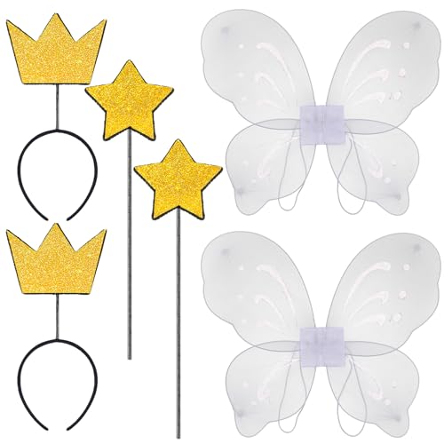 Sratte Feenkostüme, Feenflügel, Schmetterlingsflügel, Glitzerstern-Zauberstab und goldfarbene Krone, Stirnband, Halloween-Kostüm, Zubehör, Geburtstagsdekorationen, Party-Spielzubehör, als 6-teiliges Sratte Feenkostüme, Feenflügel, Schmetterlingsflügel, Glitzerstern-Zauberstab und goldfarbene Krone, Stirnband, Halloween-Kostüm, Zubehör, Geburtstagsdekorationen, Party-Spielzubehör, als 6-teiliges von Sratte