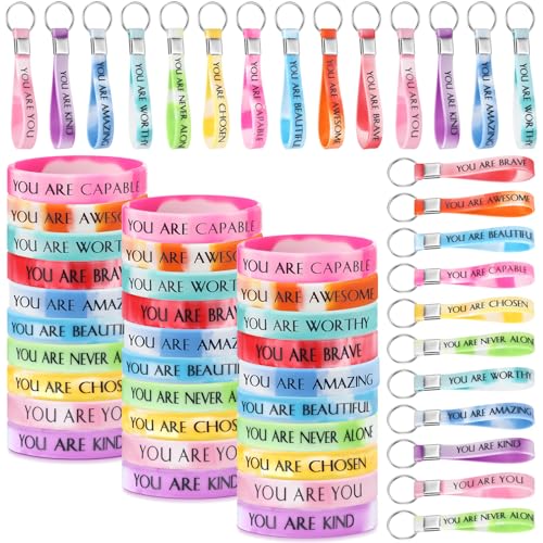 Sratte Motivierende Armbänder, Geschenke, inspirierende Schlüsselanhänger, für psychische Gesundheit, Erwachsene, Partygeschenke für Lehrer, Freiwillige, Mitarbeiter, Wertschätzung (Regenbogenfarben) Sratte Motivierende Armbänder, Geschenke, inspirierende Schlüsselanhänger, für psychische Gesundheit, Erwachsene, Partygeschenke für Lehrer, Freiwillige, Mitarbeiter, Wertschätzung (Regenbogenfarben) von Sratte