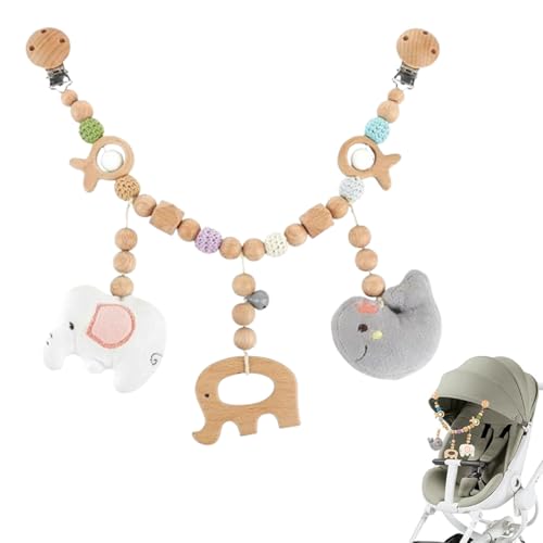 Srcasy 40cm Kinderwagenkette Aus Holz Für Babys, Niedliche Tierform Kinderwagenspielzeug Für Mädchen Junge, Spielkette Für Kinderwagen, Babyschale Spielzeug Für Babygeschenke Zur Geburt (B) von Srcasy