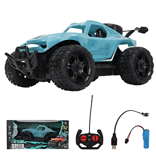 1/16 Ferngesteuertes Auto, RC-Auto, Kabelloses Spielzeugauto, 2,4 GHz, Simulierte Soundeffekte, 1/16 RC-Auto mit Gummireifen für Kinder ab 3 Jahren (Blau) von Srliya