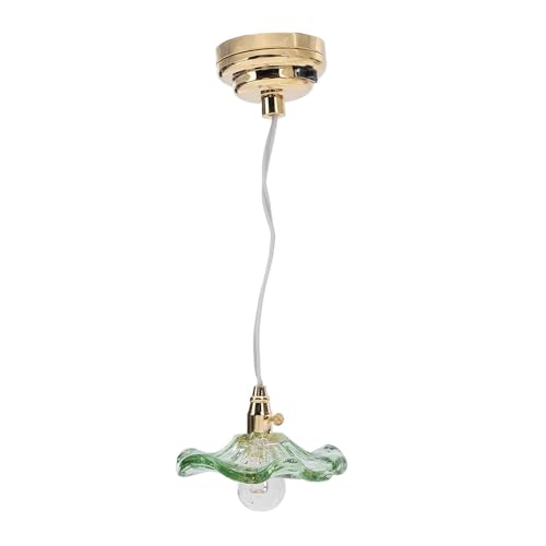 1:12 1:6 Miniatur Puppenhaus Decken Lampe Szene Requisiten Mikro Dekoration Glas Runde Glühbirne Möbel Beleuchtung Puppenhaus Decken Leuchte Decken Lampe Beleuchtung (Grün) von Srliya