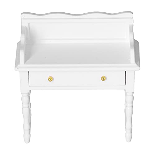 1:12 Puppenhaus-Schreibtisch, Miniatur-Puppenhaus-Tischmöbel-Dekoration weiß, Exquisites Birkenmaterial, Wunderbares Rollenspielzubehör für, Nagelneu, 3,7 X 3,5 X 1,6 Zoll von Srliya