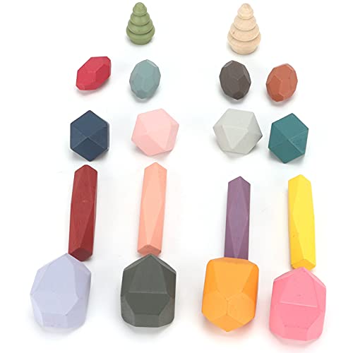 18 PCs Holzblöcke Balancing -Spiel, Farbenfrohe Vorschullernspielzeug für, Handaugenkoordination, Zählklassifizierung, Spielen für Kindergärten, Zuhause, Buchenprotokolle von Srliya
