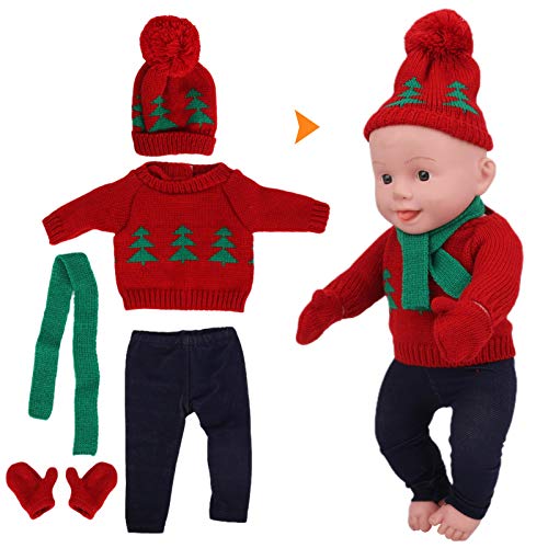 18 Zoll Puppenkleidung Weihnachtspuppenkleidung Weihnachtspuppenpullover Hosen Schal Set Mädchen Puppenkleidung Puppenpuppenkleidung 18 Zoll/43 cm Weihnachtspuppenkleid (Q18-783) von Srliya