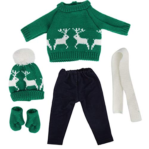 18 Zoll Puppenkleidung Weihnachtspuppenkleidung Weihnachtspuppenpullover Hosen Schal Set Mädchen Puppenkleidung Puppenpuppenkleidung 18 Zoll/43 cm Weihnachtspuppenkleid (Q18-785) von Srliya