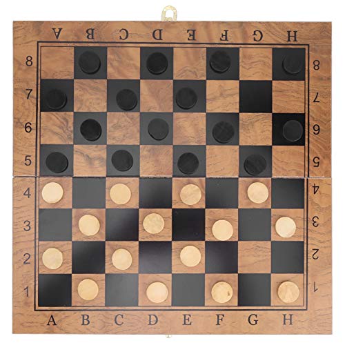 3-in-1-Multifunktions-Klappbrett aus Holz mit Schachbrettmustern, Tragbares Draft-Set von Srliya