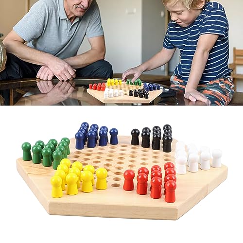 Chinesisches Dame-Set aus Holz, Bunte Schachfiguren, Interaktives Brettspiel für , Erwachsene, Gummiholz von Srliya