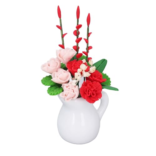 Dollhouse Flower Pot Miniatur 1:12 Dekoration Mini -Tonpflanze Blumenanordnung Modell Rot Rosa Yulan weiß Dose von Srliya