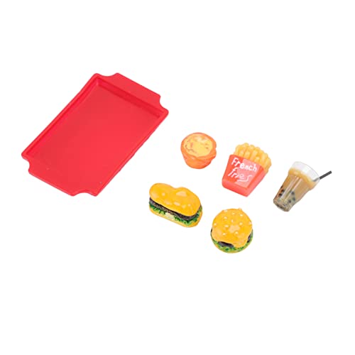 Fast -Food -Set von Harzpuppenhaus, Farbenfrohe Mini -Hamburger -Pommes für 1/12 Skala Miniaturzubehör Spiel Spielzeug, DIY -Dekorationen von Srliya