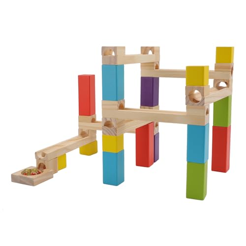 Hölzerne Marmor Lauf BAU Lernen Stamm Spielzeug Bildung Interaktive Marmor Track Maze -Spiel Bausteine ​​Spielzeug Spielzeug von Srliya